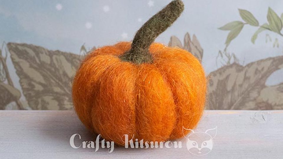 needle-felted pumpkin