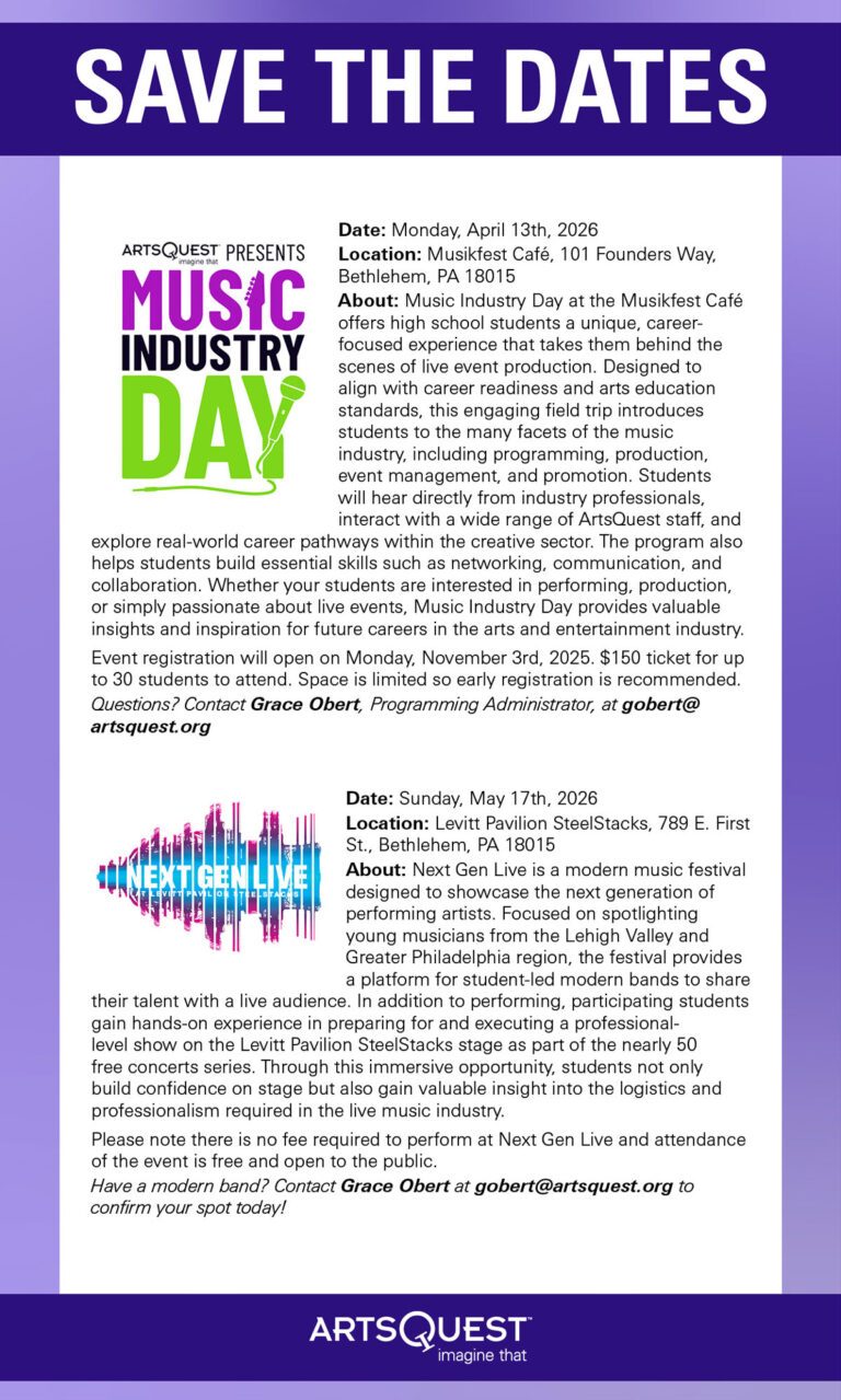 Save the Dates Music Industry Day April 13, 2026 and NexGenLive May 17, 2026