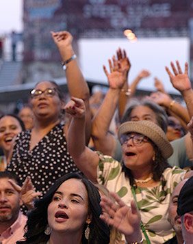 Photo of people enjoying a show at the wind creek steel stage