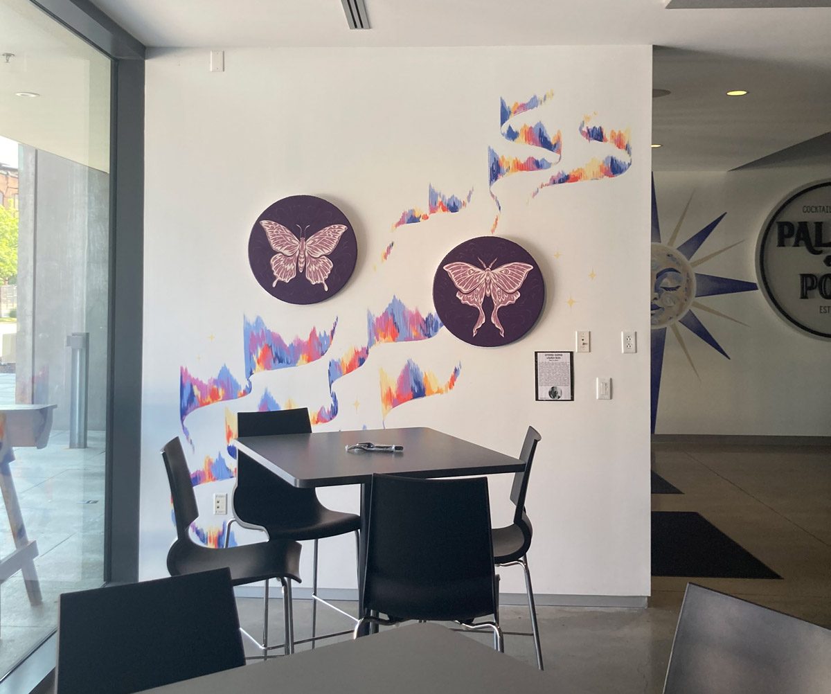 Photo of the gallery wall at Palette & Pour