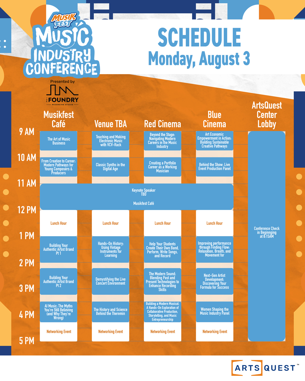 Graphic Monday, August 3 Schedule Click to download PDF