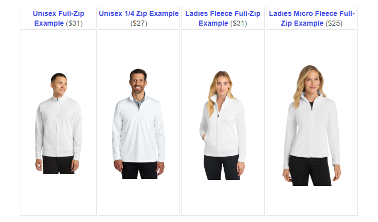 Examples of white Zip-ups