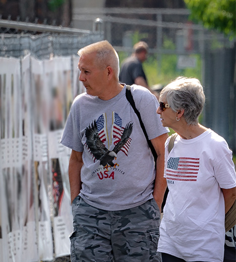 people viewing the hometown heroes banner