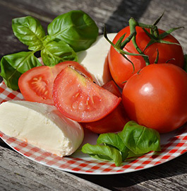 tomato, basil and mozzarella