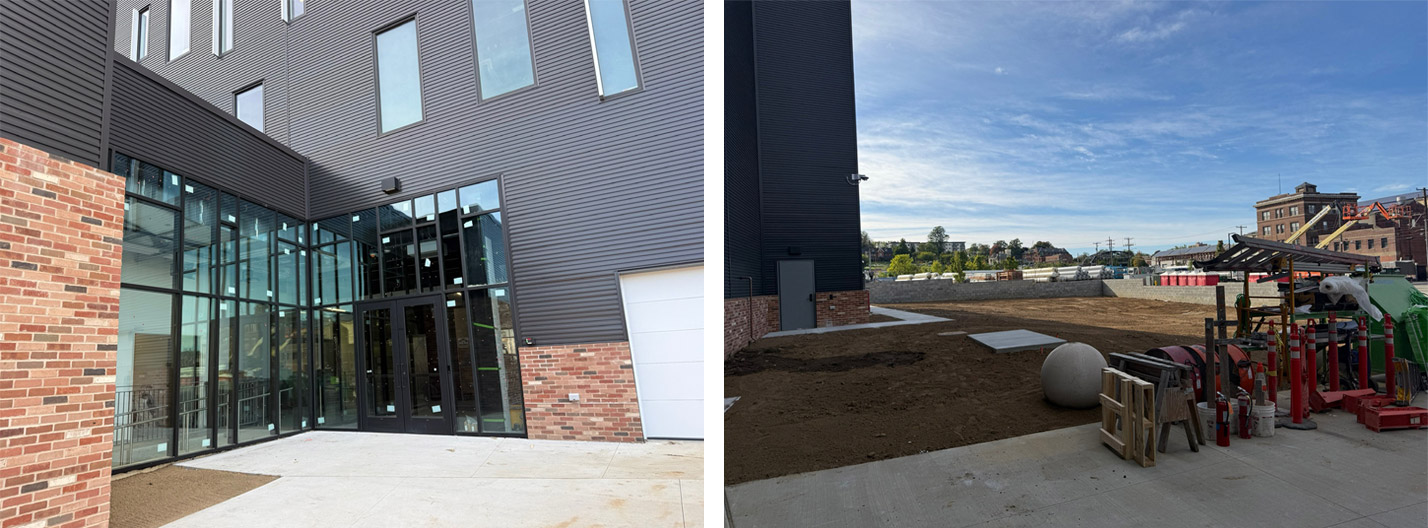 Back Entrance and Green Space at the Creative Factory