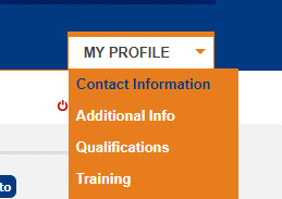 Screenshot of my profile drop-down menu