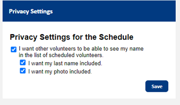 Screenshot of privacy settings section